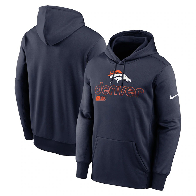 Men's Denver Broncos Navy Performance Pullover Hoodie Men's Denver Broncos Navy Performance Pullover Hoodie